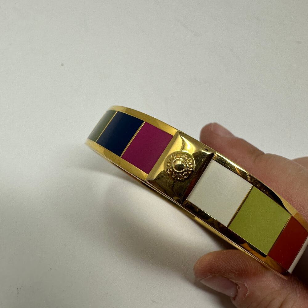 Coach Logo Enamel Bracelet Multicolor Gold Tone Color Blocked - Picture 4 of 4